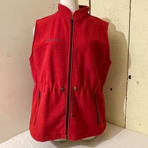SwannDri‎ Red Wool Fleece Vest Womens Size L Full Zip Wools of New Zealand